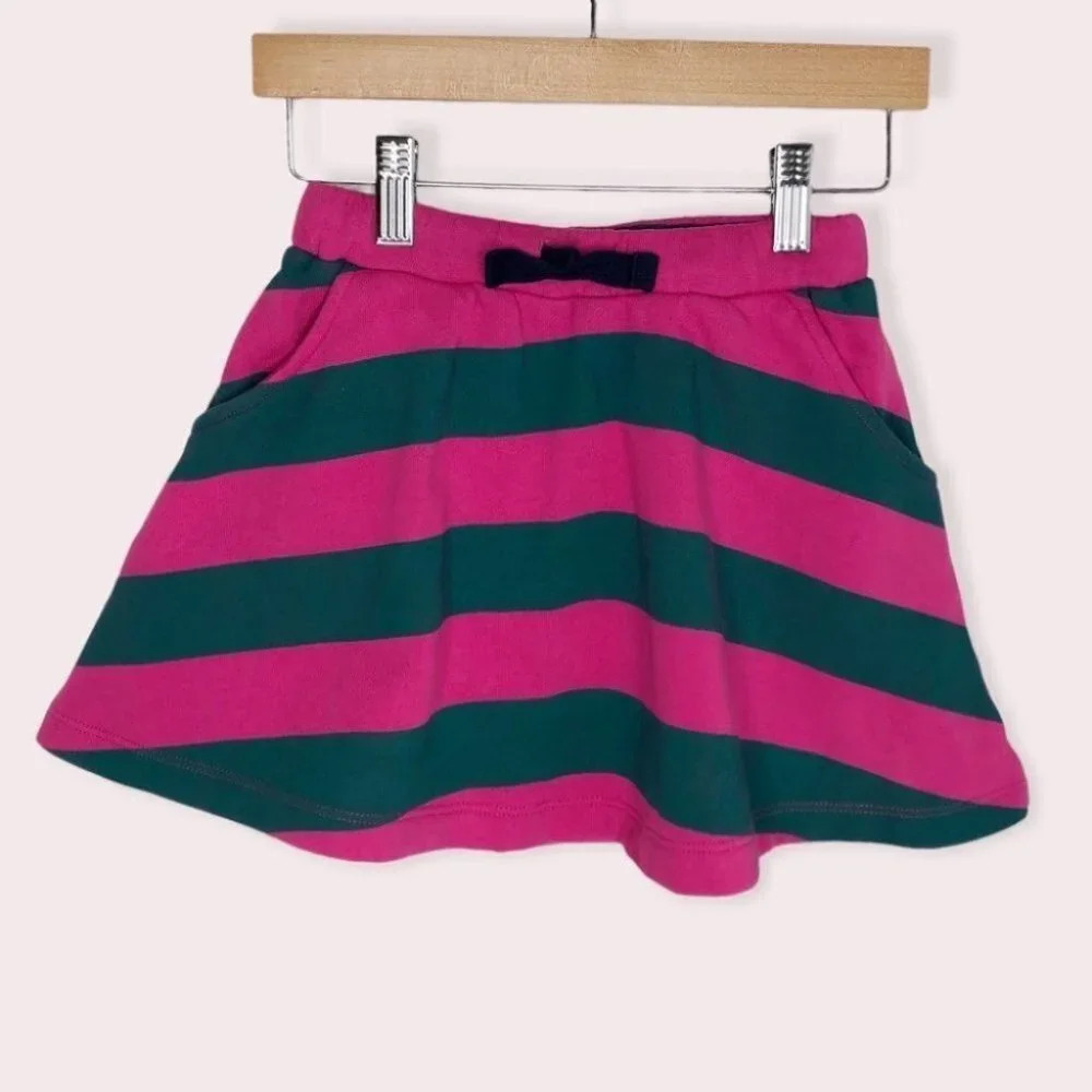 Mini Boden skirt magenta pink & gray stripe sweatshirt material size 4-5 years